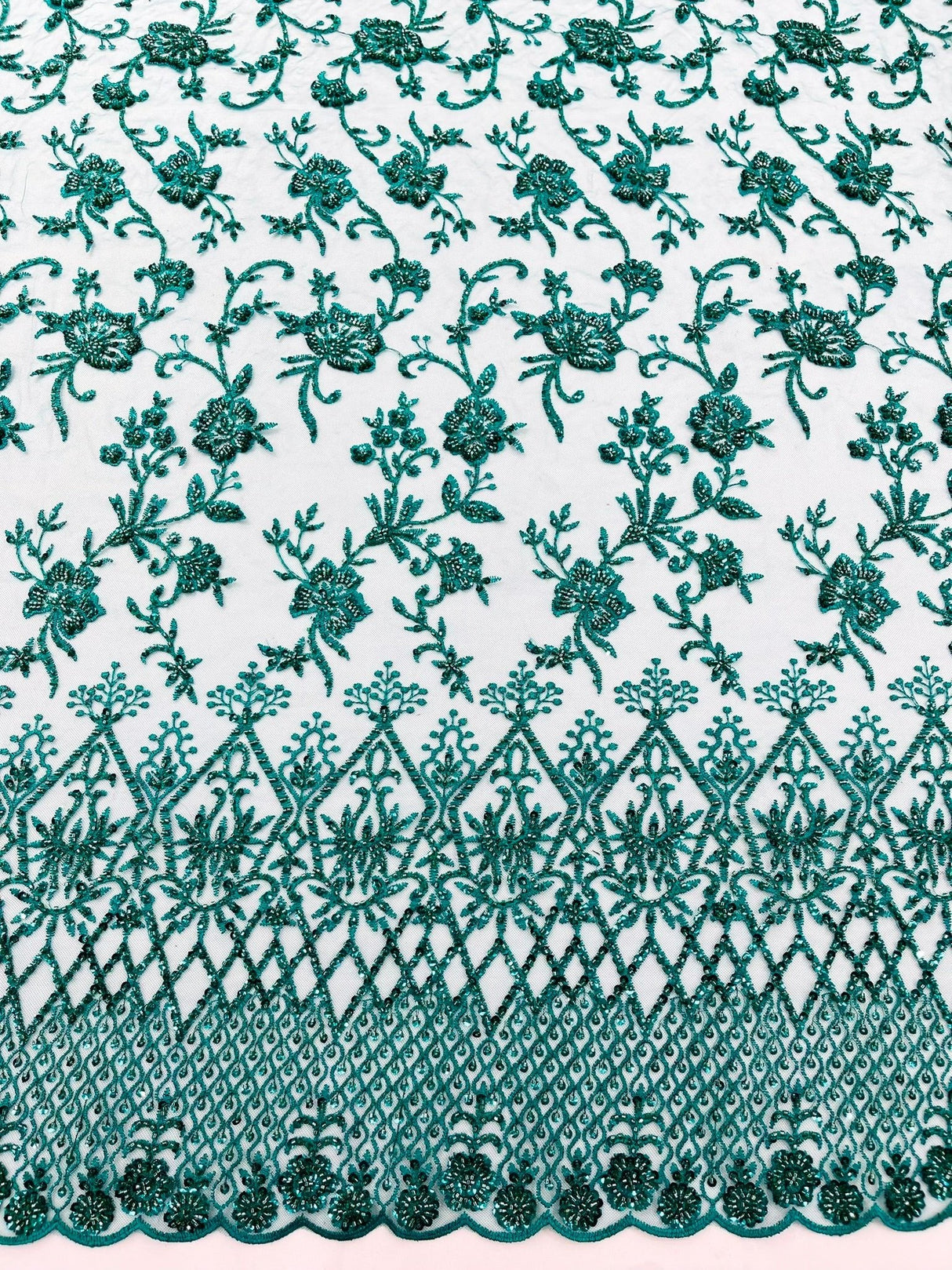 Modern Luxury Beaded Fabric - Mesh Lace, 54" Width, Color Assorted (1 Yard)
