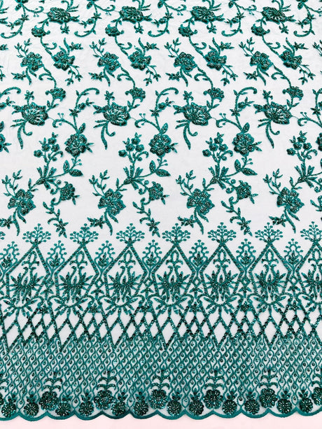 Modern Luxury Beaded Fabric - Mesh Lace, 54" Width, Color Assorted (1 Yard)