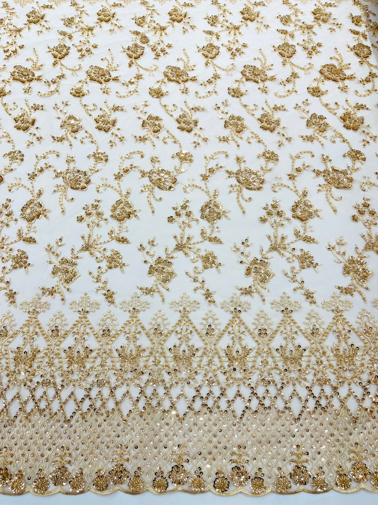 Modern Luxury Beaded Fabric - Mesh Lace, 54" Width, Color Assorted (1 Yard)