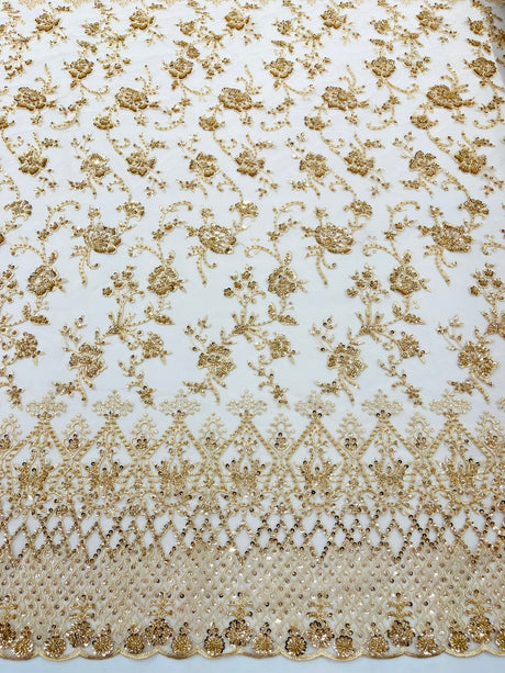 Modern Luxury Beaded Fabric - Mesh Lace, 54" Width, Color Assorted (1 Yard)