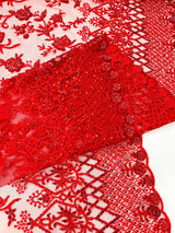 Modern Luxury Beaded Fabric - Mesh Lace, 54" Width, Color Assorted (1 Yard)