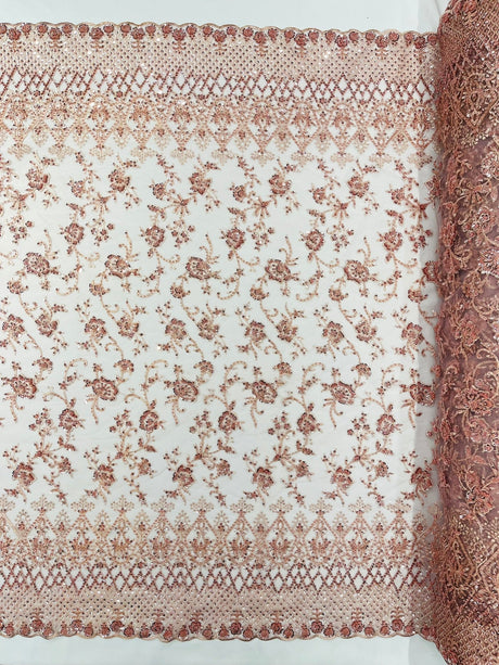 Modern Luxury Beaded Fabric - Mesh Lace, 54" Width, Color Assorted (1 Yard)
