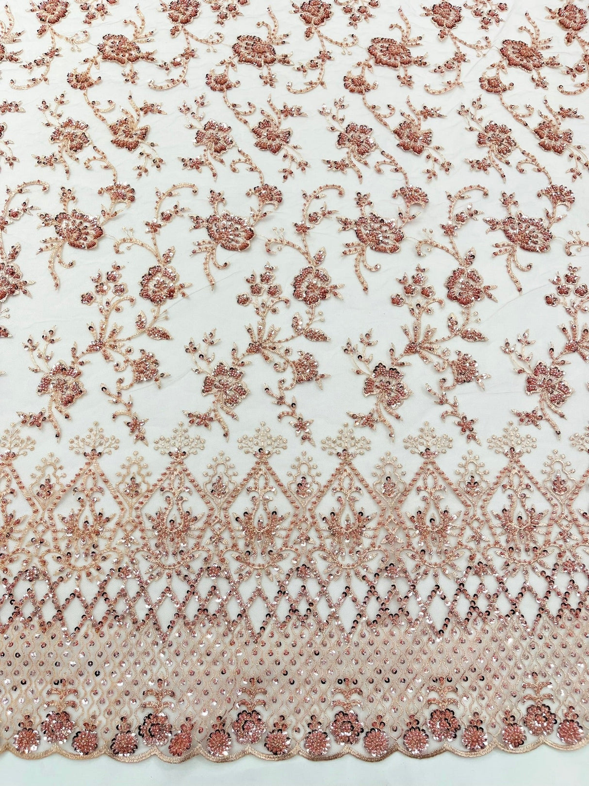 Modern Luxury Beaded Fabric - Mesh Lace, 54" Width, Color Assorted (1 Yard)