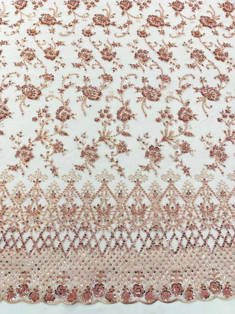 Modern Luxury Beaded Fabric - Mesh Lace, 54" Width, Color Assorted (1 Yard)
