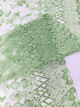 Modern Luxury Beaded Fabric - Mesh Lace, 54" Width, Color Assorted (1 Yard)
