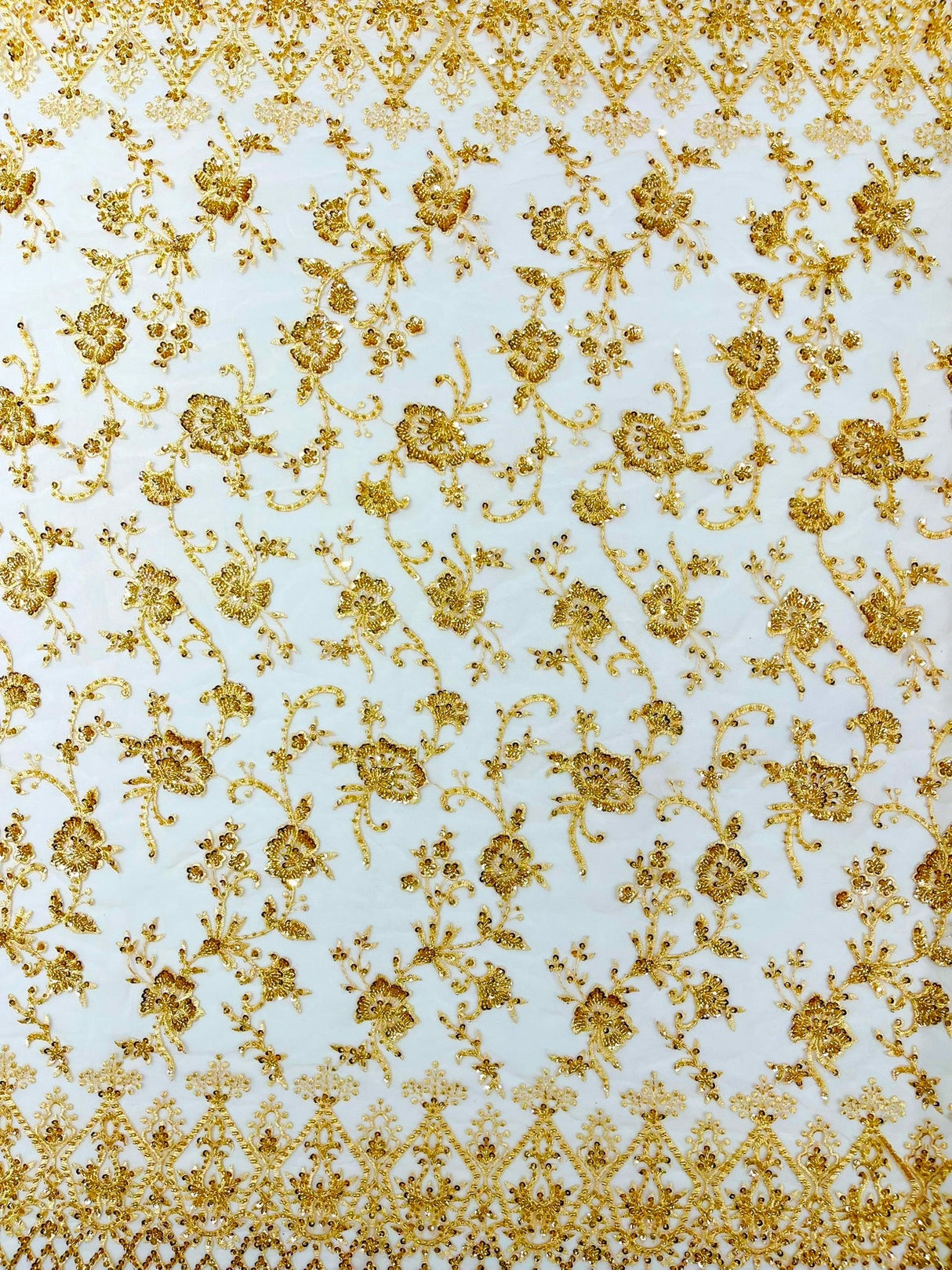 Modern Luxury Beaded Fabric - Mesh Lace, 54" Width, Color Assorted (1 Yard)