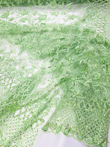 Modern Luxury Beaded Fabric - Mesh Lace, 54" Width, Color Assorted (1 Yard)