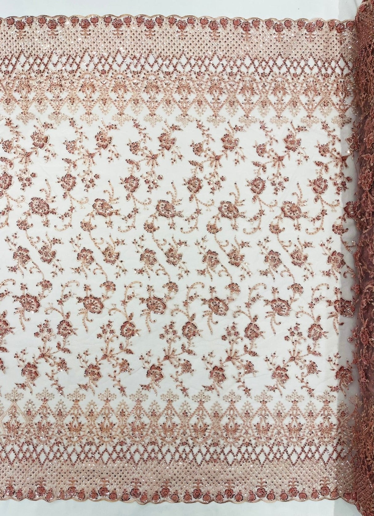 Modern Luxury Beaded Fabric - Mesh Lace, 54" Width, Color Assorted (1 Yard)
