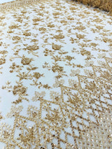 Modern Luxury Beaded Fabric - Mesh Lace, 54" Width, Color Assorted (1 Yard)