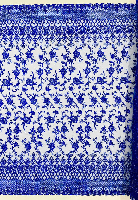 Modern Luxury Beaded Fabric - Mesh Lace, 54" Width, Color Assorted (1 Yard)