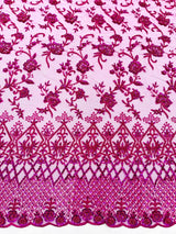 Modern Luxury Beaded Fabric - Mesh Lace, 54" Width, Color Assorted (1 Yard)