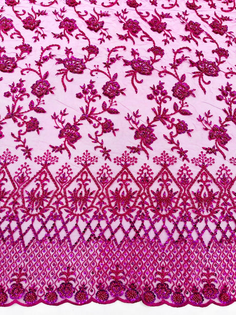 Modern Luxury Beaded Fabric - Mesh Lace, 54" Width, Color Assorted (1 Yard)