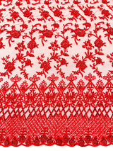 Modern Luxury Beaded Fabric - Mesh Lace, 54" Width, Color Assorted (1 Yard)