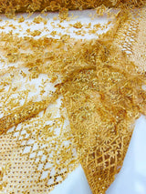 Modern Luxury Beaded Fabric - Mesh Lace, 54" Width, Color Assorted (1 Yard)