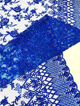 Modern Luxury Beaded Fabric - Mesh Lace, 54" Width, Color Assorted (1 Yard)