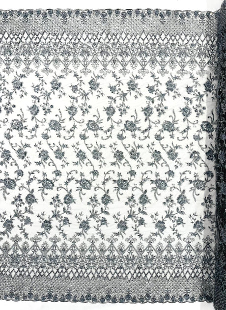 Modern Luxury Beaded Fabric - Mesh Lace, 54" Width, Color Assorted (1 Yard)