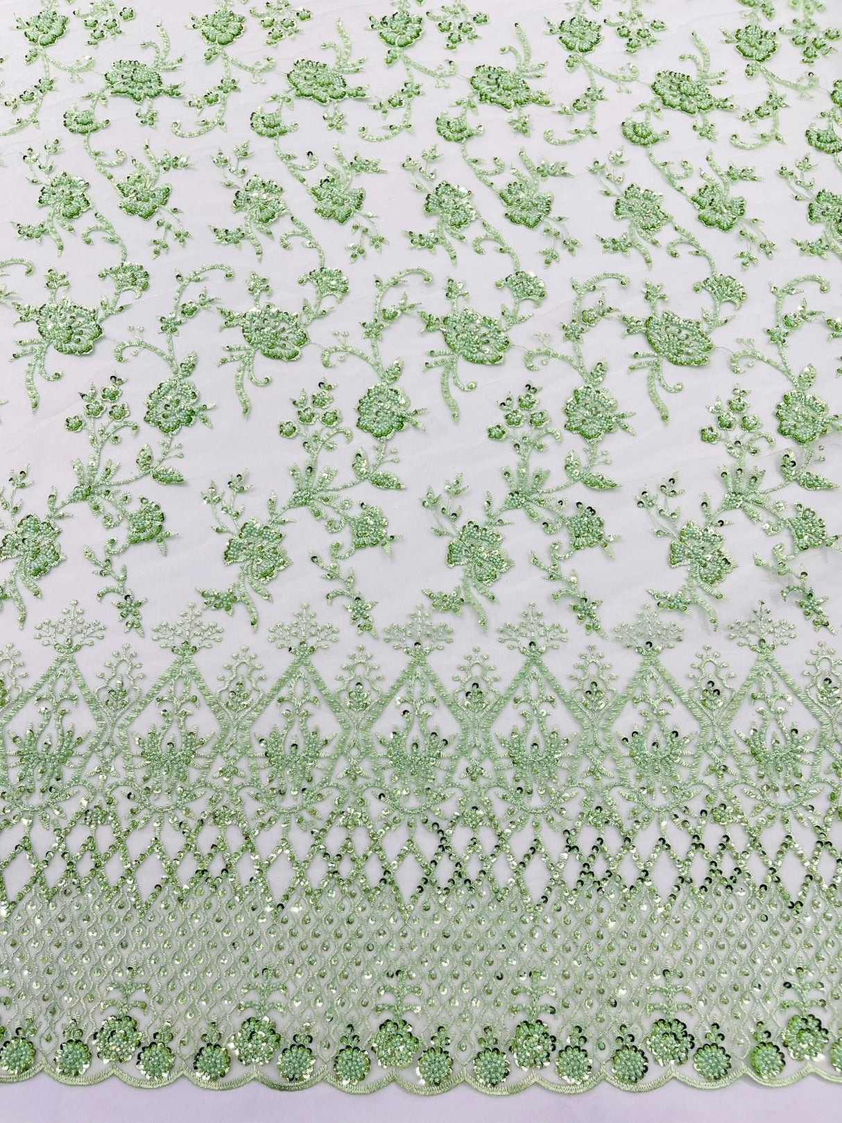 Modern Luxury Beaded Fabric - Mesh Lace, 54" Width, Color Assorted (1 Yard)