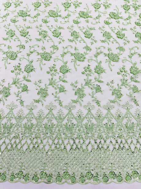 Modern Luxury Beaded Fabric - Mesh Lace, 54" Width, Color Assorted (1 Yard)