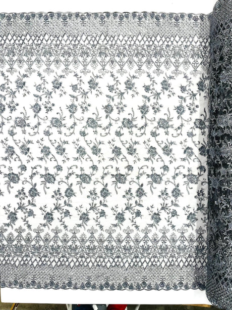 Modern Luxury Beaded Fabric - Mesh Lace, 54" Width, Color Assorted (1 Yard)