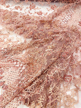 Modern Luxury Beaded Fabric - Mesh Lace, 54" Width, Color Assorted (1 Yard)