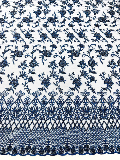 Modern Luxury Beaded Fabric - Mesh Lace, 54" Width, Color Assorted (1 Yard)