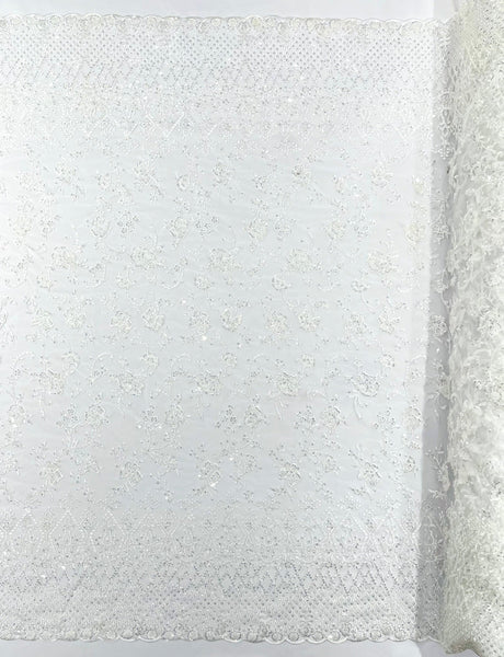 Modern Luxury Beaded Fabric - Mesh Lace, 54" Width, Color Assorted (1 Yard)