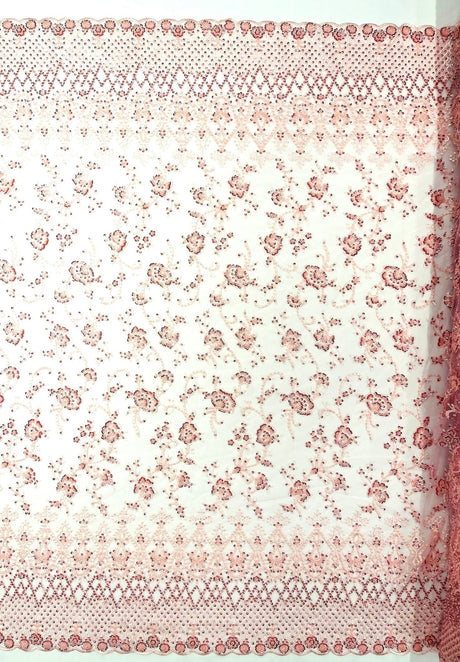 Modern Luxury Beaded Fabric - Mesh Lace, 54" Width, Color Assorted (1 Yard)