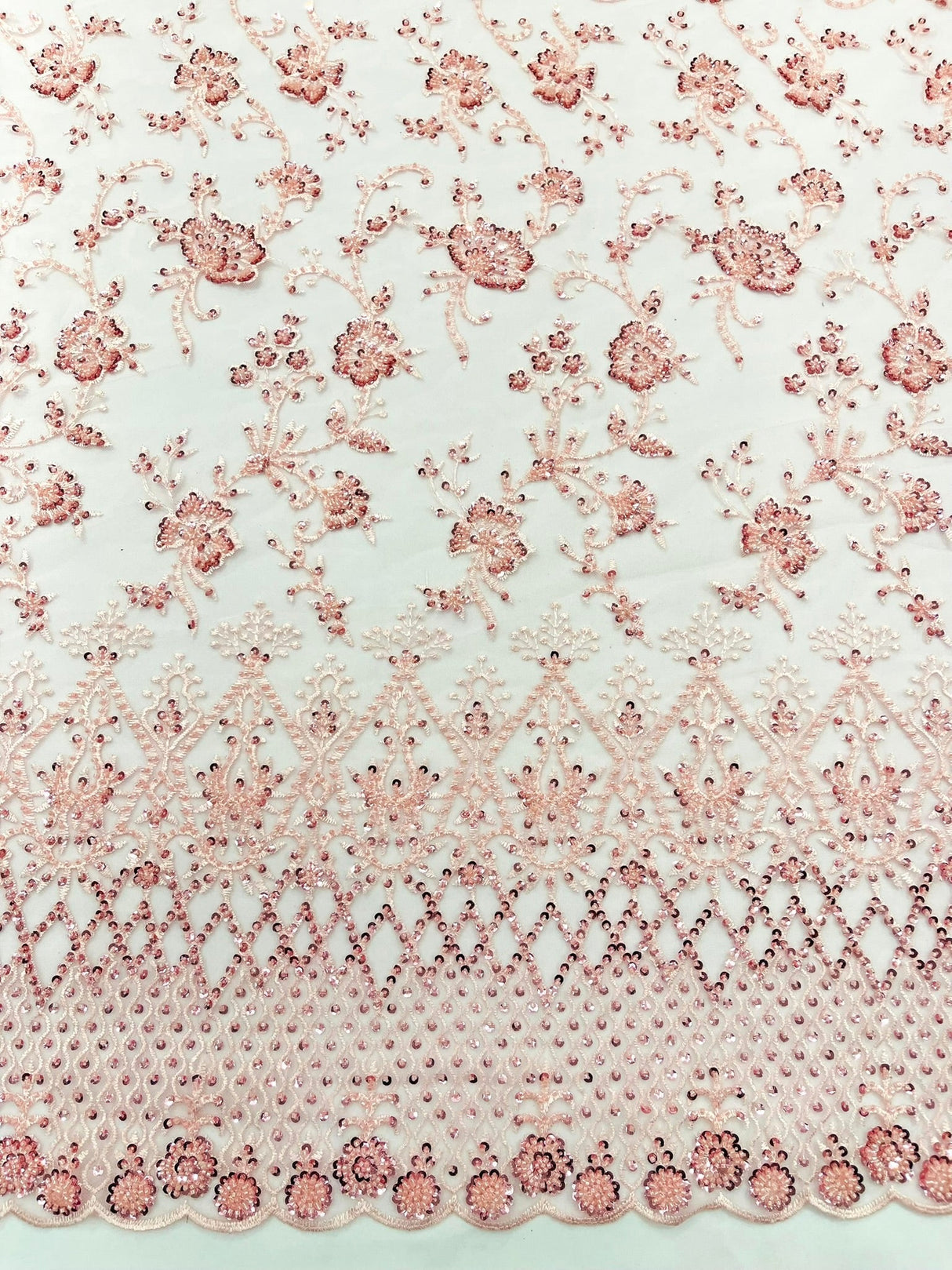 Modern Luxury Beaded Fabric - Mesh Lace, 54" Width, Color Assorted (1 Yard)