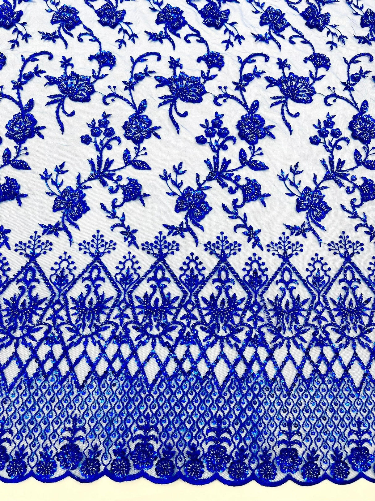 Modern Luxury Beaded Fabric - Mesh Lace, 54" Width, Color Assorted (1 Yard)