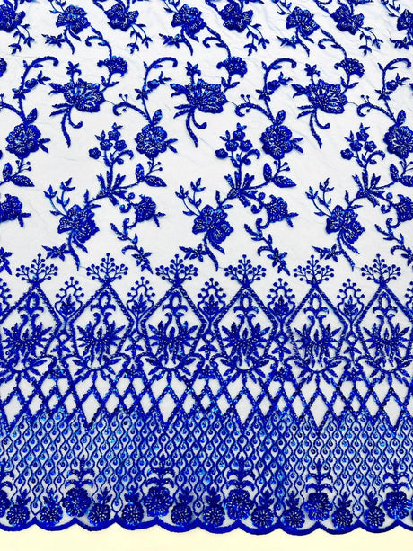 Modern Luxury Beaded Fabric - Mesh Lace, 54" Width, Color Assorted (1 Yard)