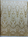 Modern Luxury Beaded Fabric Embroidered On A Mesh Lace Fabric - Beaded Embroidery, 54" Width (1 Yard)