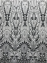 Modern Luxury Beaded Fabric Embroidered On A Mesh Lace Fabric - Beaded Embroidery, 54" Width (1 Yard)