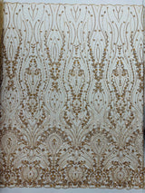 Modern Luxury Beaded Fabric Embroidered On A Mesh Lace Fabric - Beaded Embroidery, 54" Width (1 Yard)