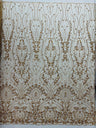 Modern Luxury Beaded Fabric Embroidered On A Mesh Lace Fabric - Beaded Embroidery, 54" Width (1 Yard)