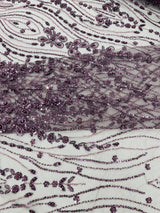 Modern Luxury Beaded Fabric Embroidered On A Mesh Lace Fabric - Beaded Embroidery, 54" Width (1 Yard)