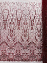Modern Luxury Beaded Fabric Embroidered On A Mesh Lace Fabric - Beaded Embroidery, 54" Width (1 Yard)