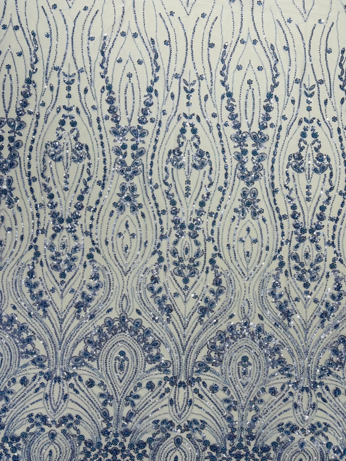 Modern Luxury Beaded Fabric Embroidered On A Mesh Lace Fabric - Beaded Embroidery, 54" Width (1 Yard)