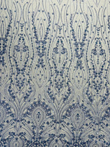 Modern Luxury Beaded Fabric Embroidered On A Mesh Lace Fabric - Beaded Embroidery, 54" Width (1 Yard)