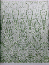 Modern Luxury Beaded Fabric Embroidered On A Mesh Lace Fabric - Beaded Embroidery, 54" Width (1 Yard)