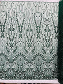 Modern Luxury Beaded Fabric Embroidered On A Mesh Lace Fabric - Beaded Embroidery, 54" Width (1 Yard)