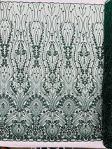 Modern Luxury Beaded Fabric Embroidered On A Mesh Lace Fabric - Beaded Embroidery, 54" Width (1 Yard)