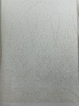 Modern Luxury Beaded Fabric Embroidered On A Mesh Lace Fabric - Beaded Embroidery, 54" Width (1 Yard)