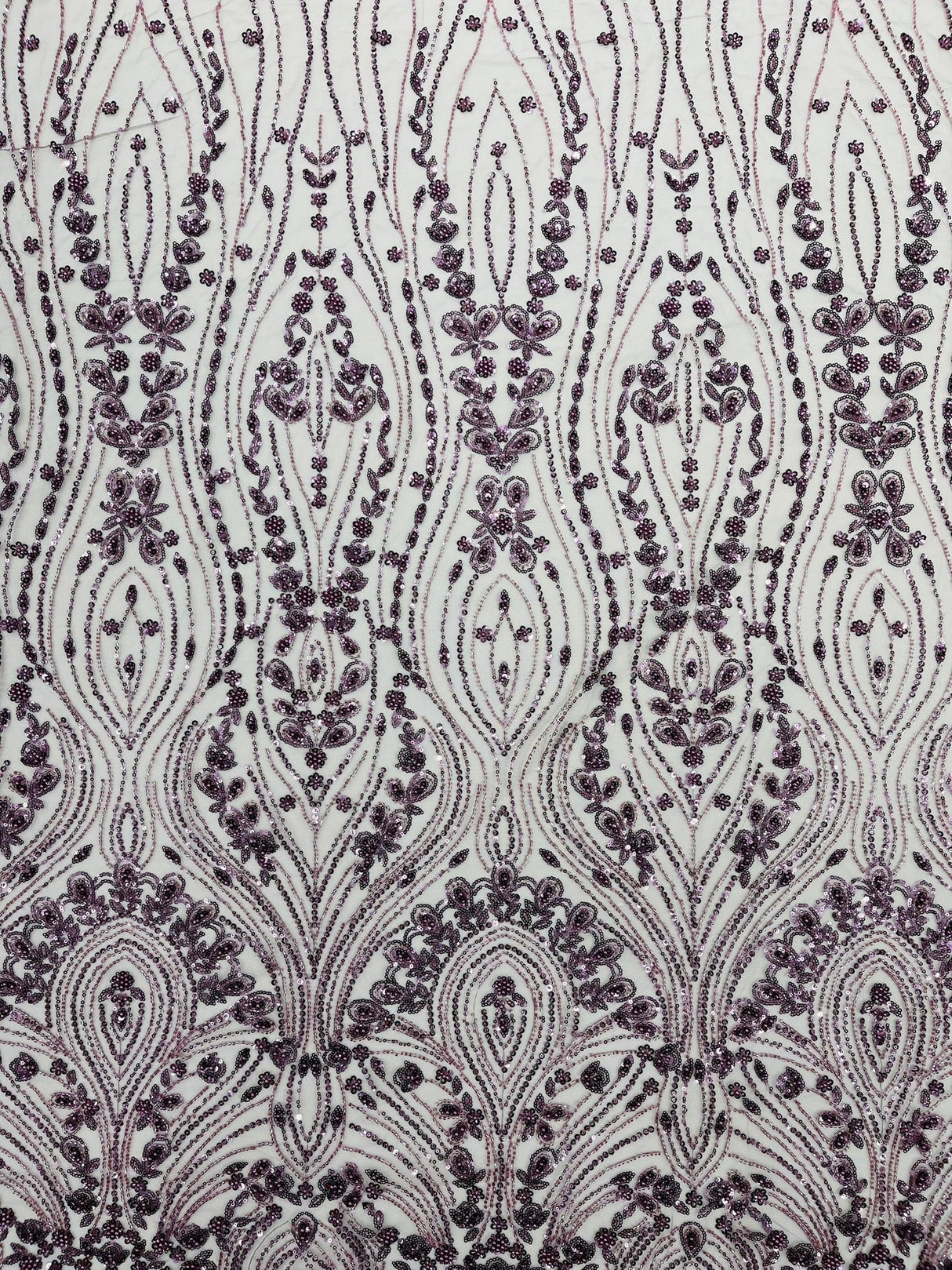 Modern Luxury Beaded Fabric Embroidered On A Mesh Lace Fabric - Beaded Embroidery, 54" Width (1 Yard)