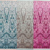Modern Luxury Beaded Fabric Embroidered On A Mesh Lace Fabric - Beaded Embroidery, 54" Width (1 Yard)