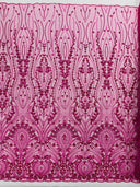 Modern Luxury Beaded Fabric Embroidered On A Mesh Lace Fabric - Beaded Embroidery, 54" Width (1 Yard)
