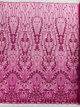 Modern Luxury Beaded Fabric Embroidered On A Mesh Lace Fabric - Beaded Embroidery, 54" Width (1 Yard)