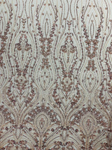 Modern Luxury Beaded Fabric Embroidered On A Mesh Lace Fabric - Beaded Embroidery, 54" Width (1 Yard)