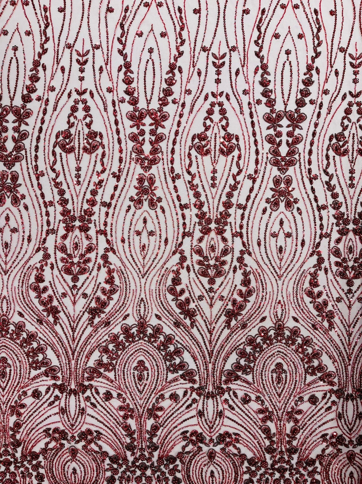 Modern Luxury Beaded Fabric Embroidered On A Mesh Lace Fabric - Beaded Embroidery, 54" Width (1 Yard)