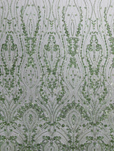 Modern Luxury Beaded Fabric Embroidered On A Mesh Lace Fabric - Beaded Embroidery, 54" Width (1 Yard)