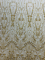 Modern Luxury Beaded Fabric Embroidered On A Mesh Lace Fabric - Beaded Embroidery, 54" Width (1 Yard)